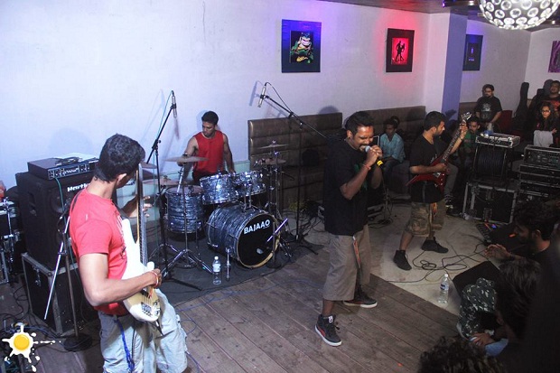 Shock Therapy's Rahul Das on vocals, Jay Awasthi on guitars, Krishna Chaitanya Pottepalem on bass and Aniketh Yadav on drums 