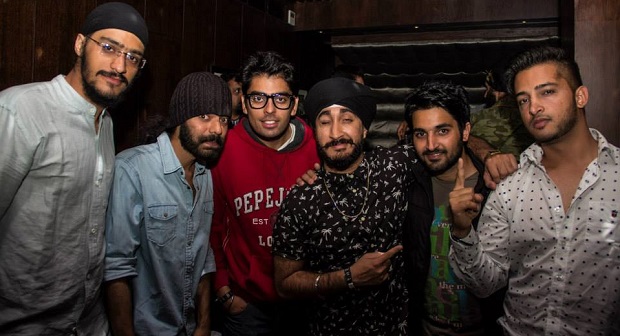 Canadian YouTube star Jus Reign (in centre) and Punjabi actor Rupan Bal (far right)